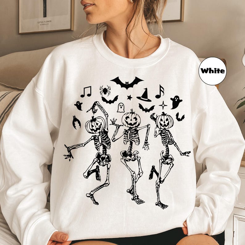 Dancing Skeleton Sweatshirt, Halloween Party Hoodie, Halloween Skeleton Outfit, Funny Skeleton Clothing, Spooky Season Trick Or Treat Hoodie