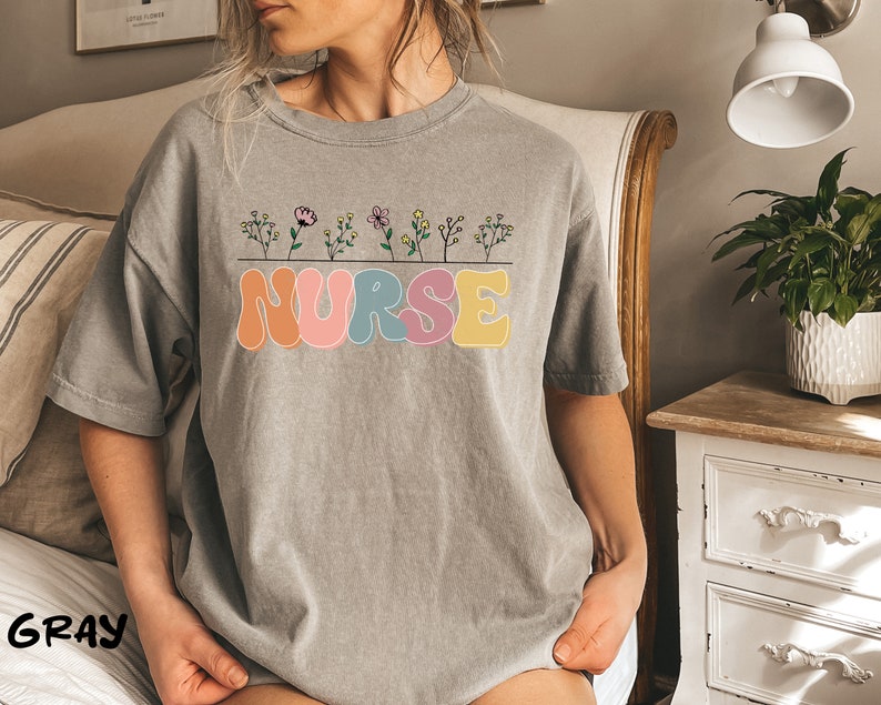 Comfort Colors® Floral Nurse Shirt, Wildflowers Nurse Shirt, Cute Nurse For Work RN, Registered Nurse Gifts For Women, Nursing School Gift