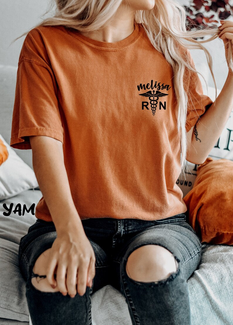 Custom Comfort Colors® RN With Name Shirt, Nursing Life Shirt, Nurse School Shirt, Nurse For Work Rn, Registered Nurse Gifts, Nurse Gift