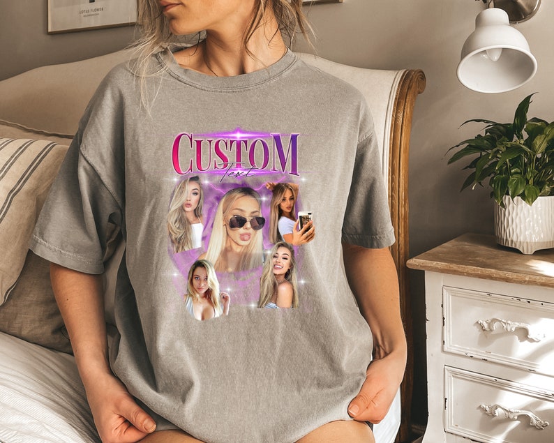 Custom Comfort Colors® Bootleg Idea Shirt, Shirt With Photo Vintage Tshirt, Your Own Picture Idea, Girlfriend Photo Tee, Personalized Gift
