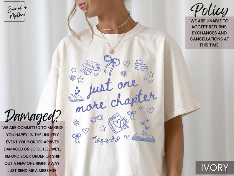 Just One More Chapter Shirt Comfort Colors Bookish Merch Book Lover Shirt Bookish Girly Shirt Reading Shirt Reader T Shirt Cute Book TShirt