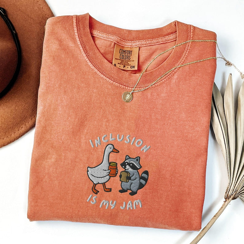 Embroidered Inclusion Is My Jam Comfort Colors Shirt, Neurodiversity Tee, SPED Teacher Gift, Autism Awareness, Inclusion Advocate shirt