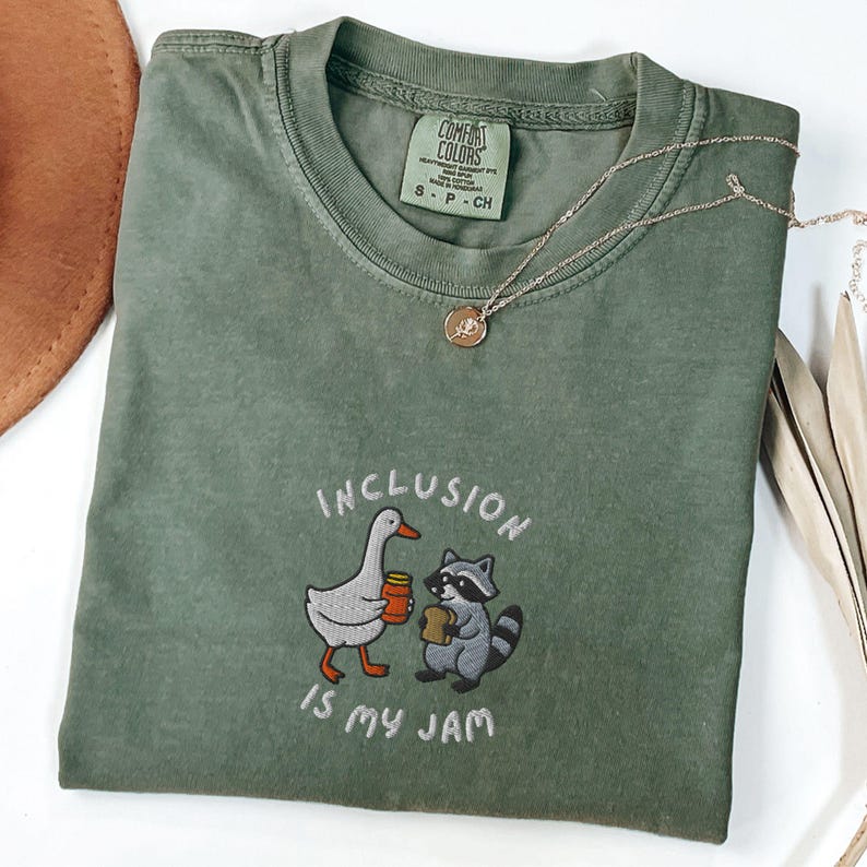 Embroidered Inclusion Is My Jam Comfort Colors Shirt, Neurodiversity Tee, SPED Teacher Gift, Autism Awareness, Inclusion Advocate shirt